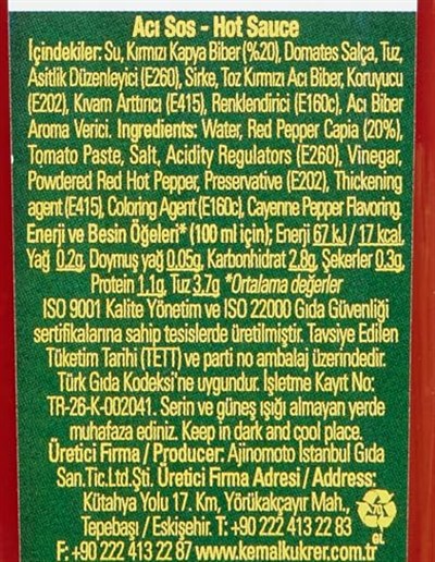 Kemal Kükrer Acı Sos 250 ml
