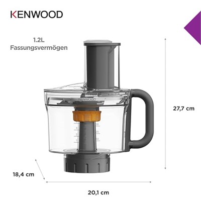 Kenwood MultiPro KAH65.000PL Çok Amaçlı Öğütme Makinesi Aksesuarı, Kenwood Chef & Chef XL Mutfak Robotu için Aksesuar, 5 Çalışma Diski, Paslanmaz Çelik Bıçak, Kapasite 1,2 l, Gümüş