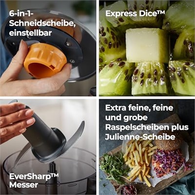 Kenwood MultiPro KAH65.000PL Çok Amaçlı Öğütme Makinesi Aksesuarı, Kenwood Chef & Chef XL Mutfak Robotu için Aksesuar, 5 Çalışma Diski, Paslanmaz Çelik Bıçak, Kapasite 1,2 l, Gümüş