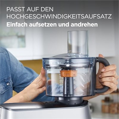 Kenwood MultiPro KAH65.000PL Çok Amaçlı Öğütme Makinesi Aksesuarı, Kenwood Chef & Chef XL Mutfak Robotu için Aksesuar, 5 Çalışma Diski, Paslanmaz Çelik Bıçak, Kapasite 1,2 l, Gümüş