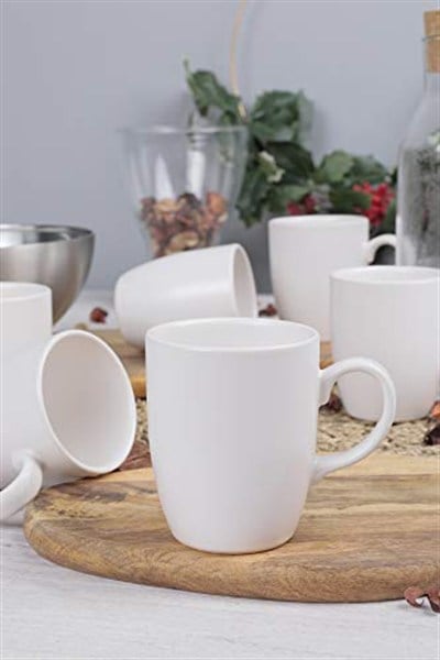Keramika 6 Adet 9 Cm Mat Beyaz Bulut Kupa 022
