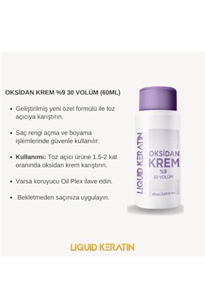 Keratinli Gri Toz Açıcı, Oksidan Kremli Set - Yakmadan Saç Rengi Ve Boya Açıcı Set (30G,60ML=90GR)
