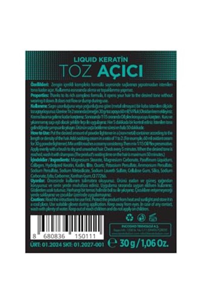 Keratinli Gri Toz Açıcı, Oksidan Kremli Set - Yakmadan Saç Rengi Ve Boya Açıcı Set (30G,60ML=90GR)
