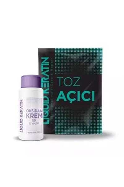 Keratinli Gri Toz Açıcı, Oksidan Kremli Set - Yakmadan Saç Rengi Ve Boya Açıcı Set (30G,60ML=90GR)