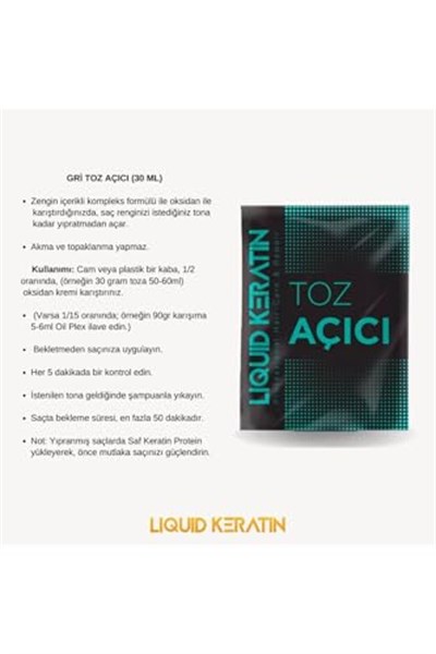 Keratinli Gri Toz Açıcı, Oksidan Kremli Set - Yakmadan Saç Rengi Ve Boya Açıcı Set (30G,60ML=90GR)
