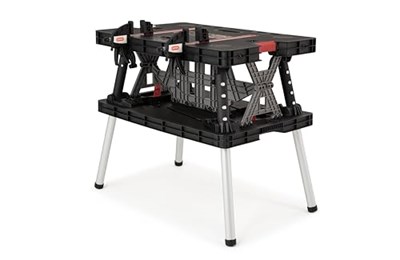 Keter Master Pro serisi katlanır alet bankı, plastik, 450 kga kadar taşıyabilir, iki adet 30 cm kelepçe dahil, hava koşullarına dayanıklı, ölçüler: 91 x 55,5 x 75,5 cm
