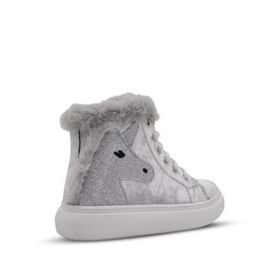 Kids A More Heira Unicorn Desenli İçi Peluş Kürklü Kız Bebek Bot Gümüş