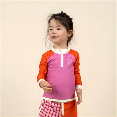 Kietla Pink Red UPF 50+ UV ve UVB Korumalı Turuncu Pembe Renk Çocuk için Deniz ve Havuz Uzun Kollu Tişört Mayo - Seçenekler: 2-4 Yıl, 4-6 Yıl, 6-8 Yıl