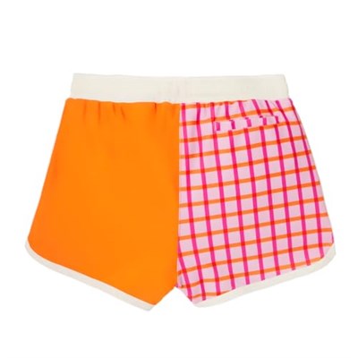Kietla Tartan Red UPF50+, UV Korumalı ve Sensörlü, Turuncu ve Pembe Renkli, Hızlı Kuruyan Deniz ve Havuz Çocuk Yüzme Şortu - Seçenekler: 2-4 Yıl, 4-6 Yıl, 6-8 Yıl
