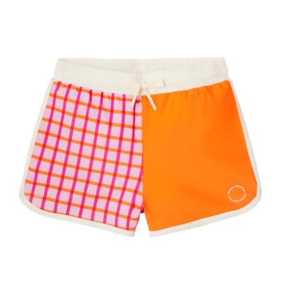 Kietla Tartan Red UPF50+, UV Korumalı ve Sensörlü, Turuncu ve Pembe Renkli, Hızlı Kuruyan Deniz ve Havuz Çocuk Yüzme Şortu - Seçenekler: 2-4 Yıl, 4-6 Yıl, 6-8 Yıl