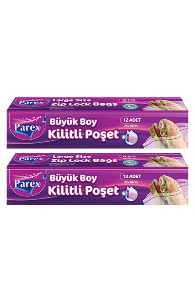 Kilitli Buzdolabı Poşet Büyük Boy 12li 26 x 28 cm İkili Set