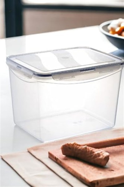 Kilitli Geniş Saklama Kabı 10 Litre Contalı Hava Sızdırmaz Saklama Kabı Şeffaf 20 Cm Şeffaf