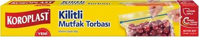 Kilitli Mutfak Torbası Büyük Boy 10lu 26x28 cm, Tekrar Kullanılabilir & Hava Geçirmez, Dayanıklı Saklama Poşeti, Buzdolabı,Meyve & Sebze, Et, Tavuk, Balık, Sos & Sıvı Yiyecekler İçin
