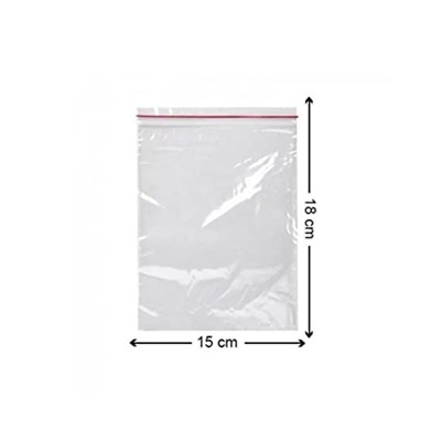 Kilitli Torba 100lü(Tüm Ebatlar) Kilitli Buzdolabı Poşeti Şeffaf Naylon Torba Kilitli Saklama Poşeti (15x18 cm)