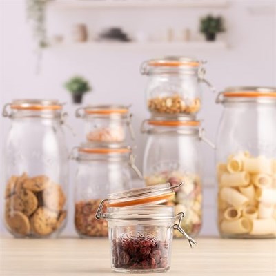 Kilner kavanoz, yuvarlak Clip Top cam, cam, şeffaf, 0.35 Litre - Seçenekler: 0.35 Litre, 1,5 Liter, 2 Liter, tek beden, Set of 3 0.5L