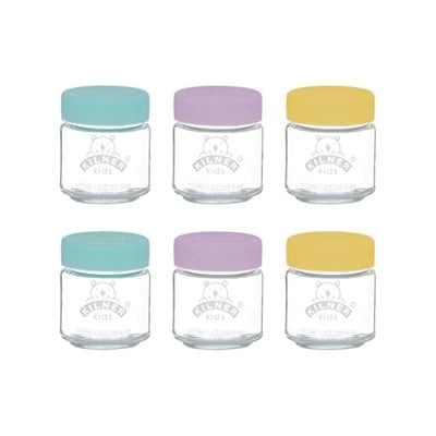 Kilner Silikon kapaklı bebek kavanozları, bebek mamasını dondurmak veya ısıtmak için kap, dondurucu ve mikrodalga fırına uygun, kendi kendinize doldurmanız için kapaklı cam saklama kapları, 6 x 190 ml