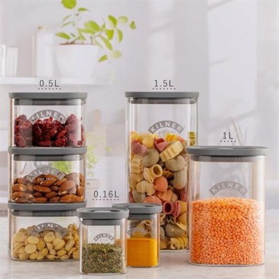 Kilner Taze saklama kavanozu, 1 litre cam gıda kabı, vakumlu sızdırmaz kapaklı, BPA içermeyen cam, hava geçirmez, istiflenebilir, kolay dökülen tasarım | Çay, kahve, şeker ve daha fazlası için ideal