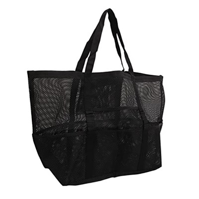KIMISS Çok Fonksiyonlu Naylon Omuz Plaj Çantası Plaj, Seyahat, Kamp Için Katlanabilir El Çantası Paketleme Esasları Için Büyük Kapasiteli Su Geçirmez Örgü Tote (BLACK)
