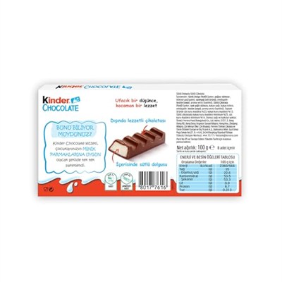 Kinder Chocolate Çikolata 8li 100 Gr