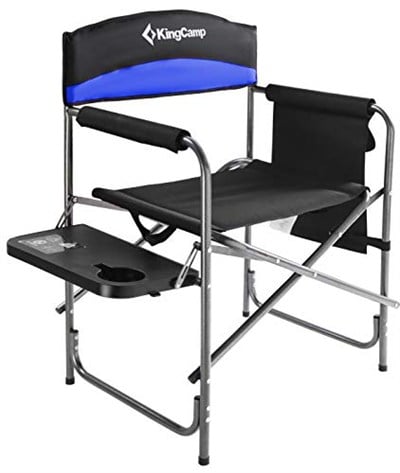 KingCamp Campingstuhl Regiestuhl mit Seitenablage und Seitentasche Übergroßer Gepolsterter Sitz belastbar bis 180 kg