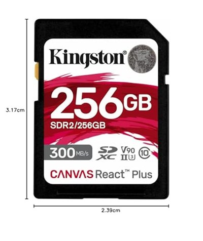Kingston 256GB SDXC REACT PLUS UHS-II 300R/260W U3 V90 FULL HD/4K/8K