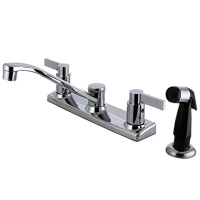Kingston Brass FB2122NDL NuvoFusion Mutfak Bataryası, 2 Kollu, 20 cm Centerset, Yan Püskürtücülü, Parlak Krom
