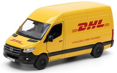 KiNSFUN DHL Mercedes-Benz Sprinter 1:46 Ölçekli 5 inç Döküm Metal Model Oyuncak Kargo Van