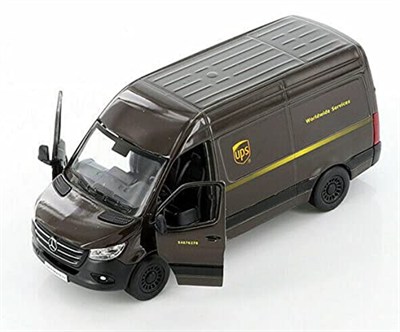KiNSMART Mercedes-Benz Sprinter UPS Sürümü Teslimat Van 1:48 Ölçekli 5 inç