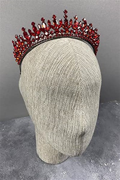 Kırmızı Catherine Taşlı Kına Ve Gelin Tacı