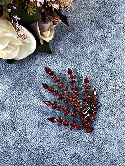 Kırmızı Çift Yapraklı Helen Model Kına Tacı Saç Aksesuarı