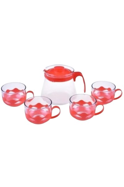 Kırmızı Guardo 5 Parça Çay Seti 600 ml