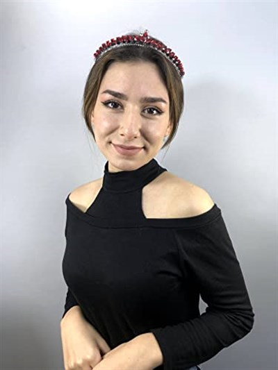 Kırmızı Gümüş Taşlı İsabella Model Kına Tacı