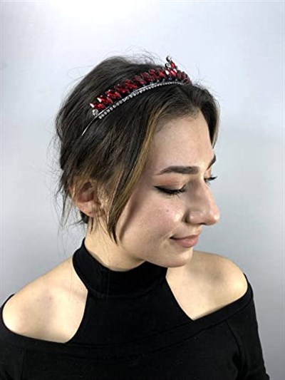 Kırmızı Gümüş Taşlı İsabella Model Kına Tacı