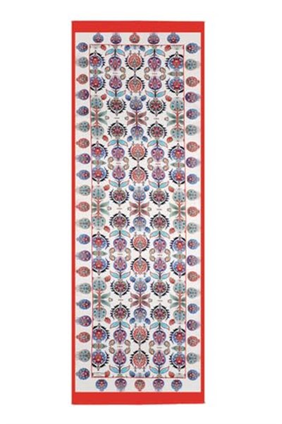 Kırmızı İznik Desen İpek Fular