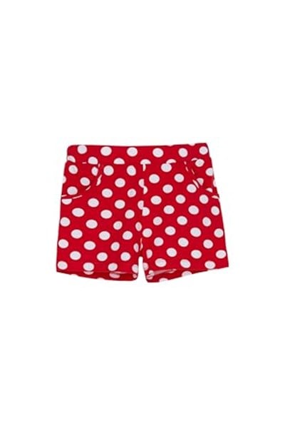 Kırmızı Kız Çocuk Polka-Dot Desen Cepli Şort