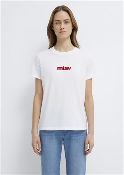 Kırmızı Miav Baskılı Beyaz Tişört Regular Fit/Normal Kesim 1610622-86417