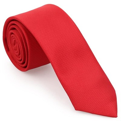 Kırmızı Oxford Model Mendilli Slim Kravat- MKAS-2