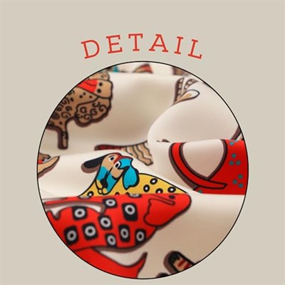 Kırmızı Petrol Yeşil Desenli İpeksi Fular