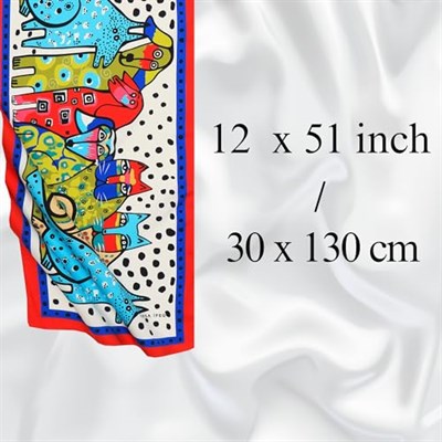 Kırmızı Siyah Desenli İpeksi Fular