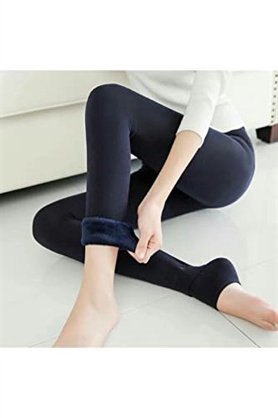 Kışlık Sıcak Tutan Termal Peluş Tayt Içlik Siyah Panduf (Siyah/XL-XXL)