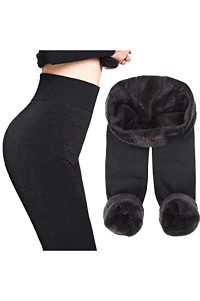 Kışlık Sıcak Tutan Termal Peluş Tayt Içlik Siyah Panduf (Siyah/L/XL)
