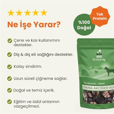 Kito Dana Akciğer Küp Atıştırmalık Köpek Ödül Maması%100 Doğal, Glutensiz, Organik 100 gr (Dog Treat)