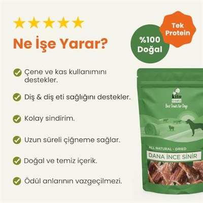 Kito Dana İnce Sinir Çiğnemelik Köpek Ödül Maması %100 Doğal, Glutensiz, Organik 100 gr