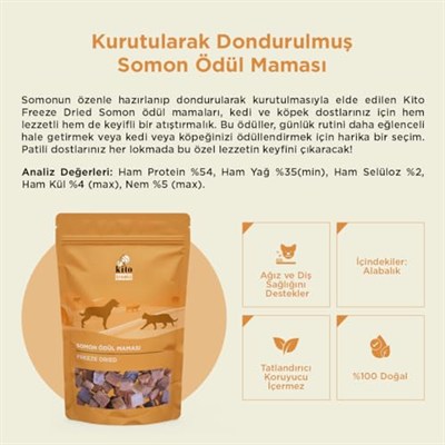Kito Freeze Dried Somon Köpek Ödül Maması%100 Doğal, Glutensiz 30 gr(Dog Treat)