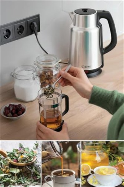 Kiwi KK-3334 Su Isıtıcı | 2.2L Paslanmaz Çelik, 360° Kablosuz, Gizli Rezistans