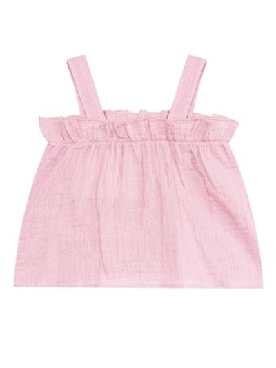 Kız Bebek Çocuk Pembe Müslin Bluz Şort Takım