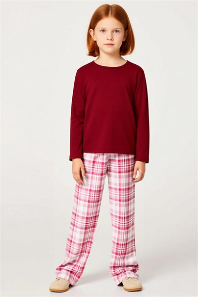Kız Çocuk Bisiklet Yaka Standart Kol Uzun Kol Regular Kalıp Pijama Takımı Dayanıklı%100 Pamuk - Seçenekler: 3-4 Yıl, 4-5 Yıl, 5-6 Yıl, 6-7 Yıl, 7-8 Yıl, 8-9 Yıl...