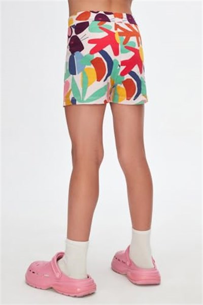 Kız Çocuk Cutouts Foliage Desen Cepli Şort