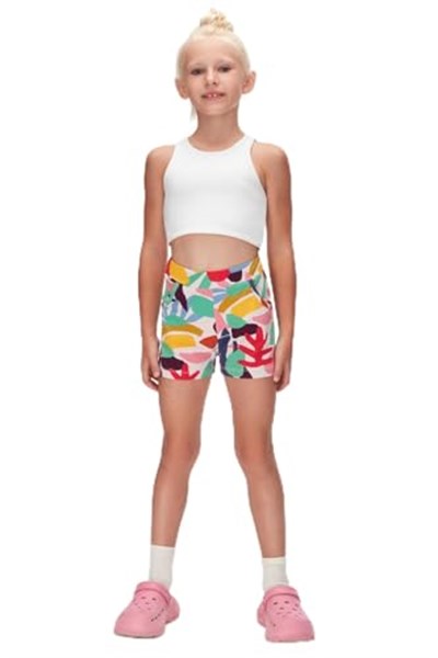 Kız Çocuk Cutouts Foliage Desen Cepli Şort