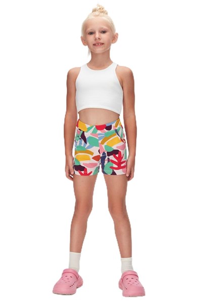 Kız Çocuk Cutouts Foliage Desen Cepli Şort